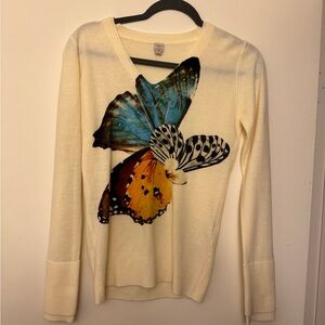 FARM RIO Butterfly Print Cream Sweater